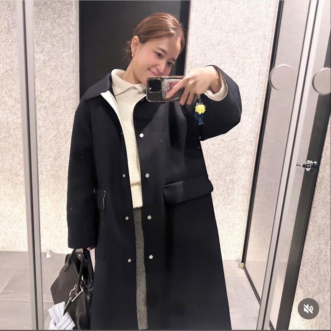 yori メルトンウールロングコート ネイビー 36