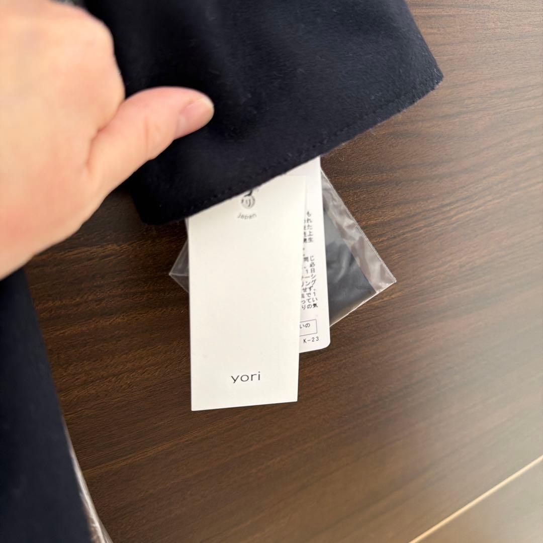yori メルトンウールロングコート ネイビー 36
