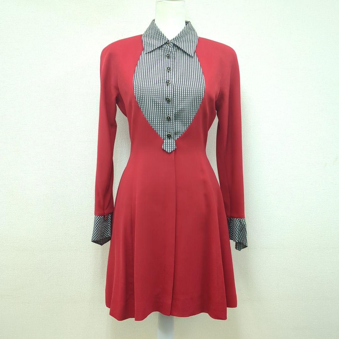 ディオール マドモアゼル ひざ丈 ワンピース レッド Dior Mサイズ