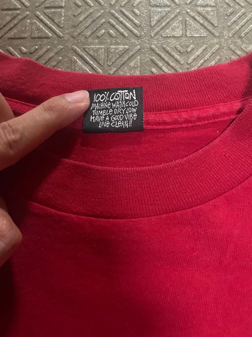 80s STUSSY 黒タグ　クラウン Tシャツ L レッド