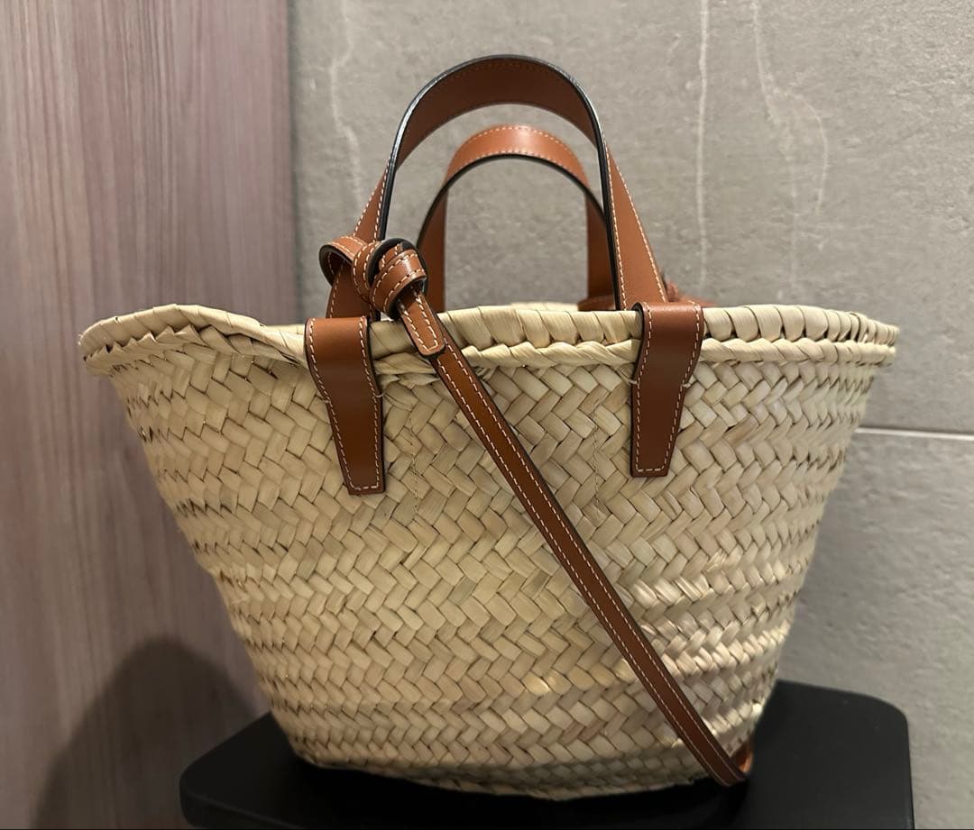 CELINE クラシックパニエ ラフィア ＆ カーフスキ