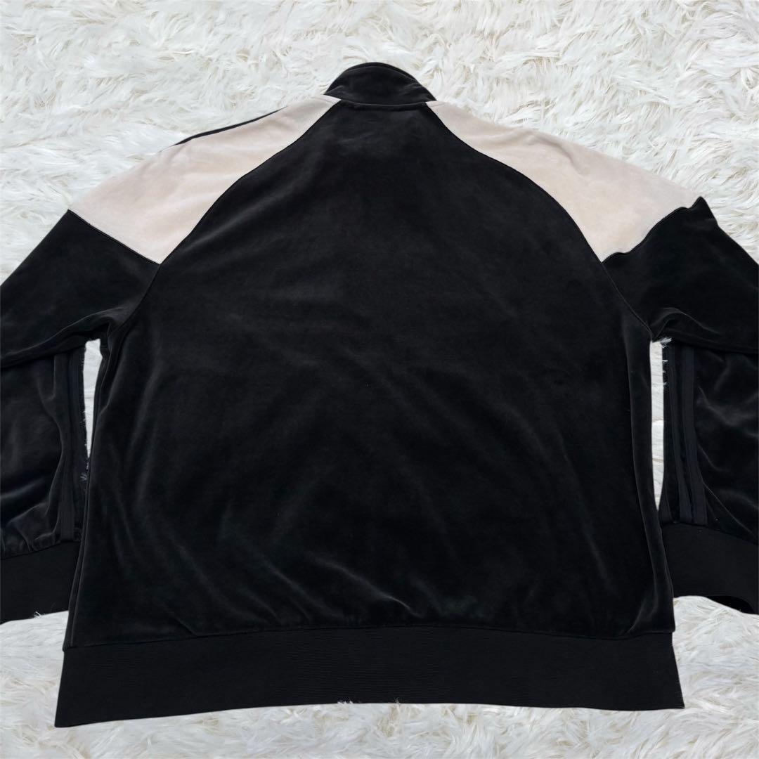 美品✨ アディダス ベロア トラックジャケット 刺繍ロゴ ブラック ホワイト L