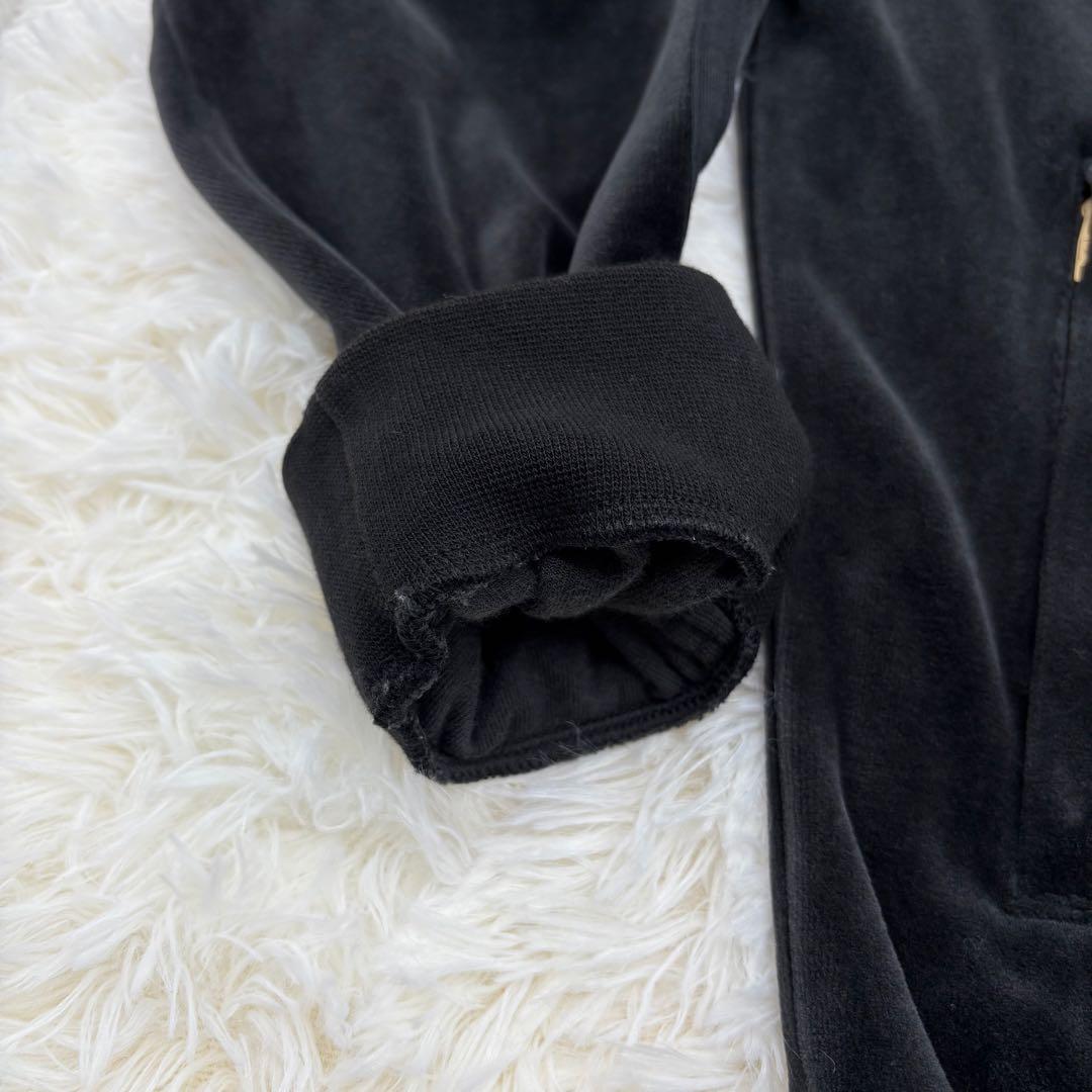 美品✨ アディダス ベロア トラックジャケット 刺繍ロゴ ブラック ホワイト L