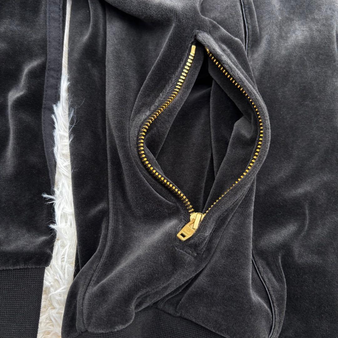 美品✨ アディダス ベロア トラックジャケット 刺繍ロゴ ブラック ホワイト L