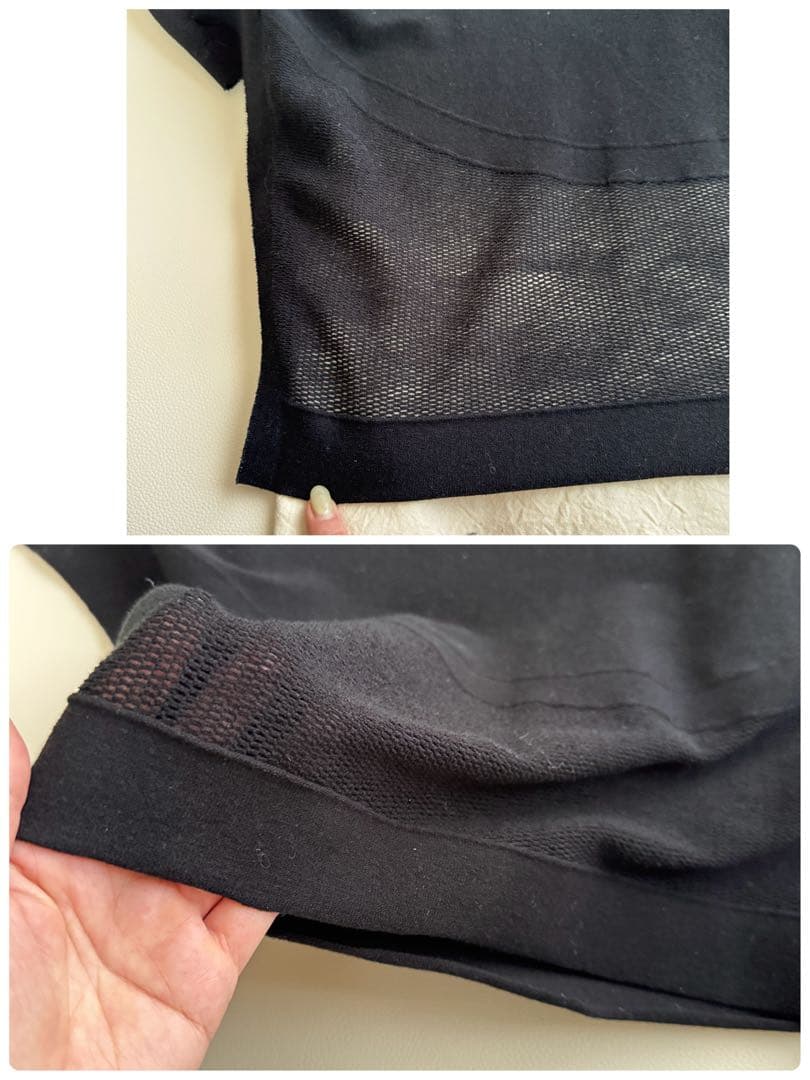 イッセイミヤケ A-POC 黒カットソー 立体デザイン メッシュ切替