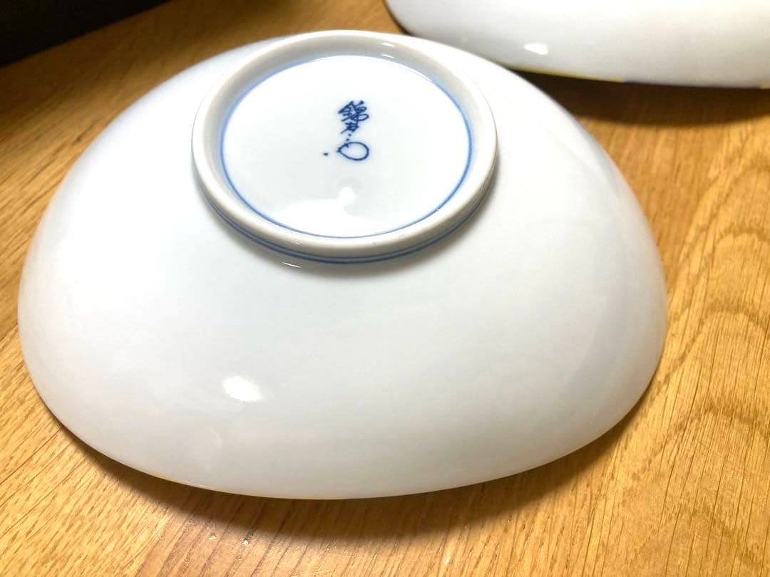 新品未使用　有田焼 紙風船両上り小判皿２枚セット②