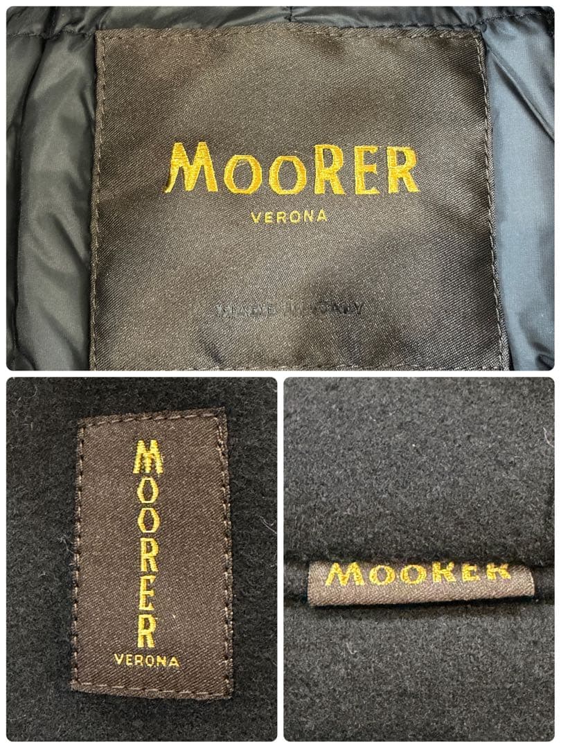 【美品】MOORER HARRIS カシミヤ混 ダウンチェスターコート 黒 52