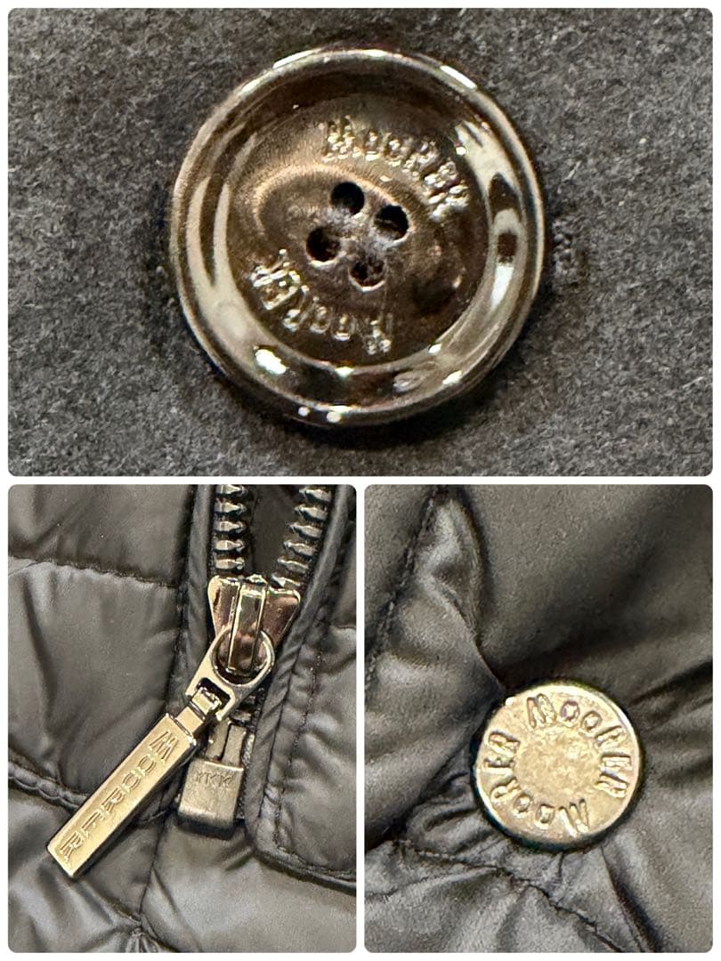 【美品】MOORER HARRIS カシミヤ混 ダウンチェスターコート 黒 52