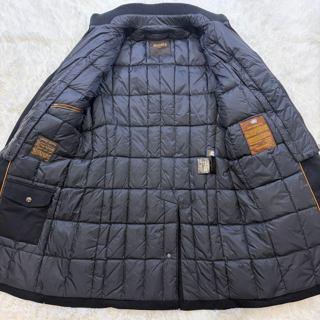 【美品】MOORER HARRIS カシミヤ混 ダウンチェスターコート 黒 52