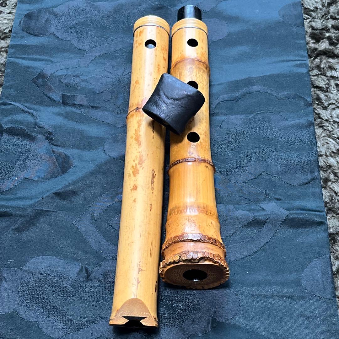 尺八 琴古流 在銘 一尺八寸管 籐巻き 銀三線 【音出し確認済み】
