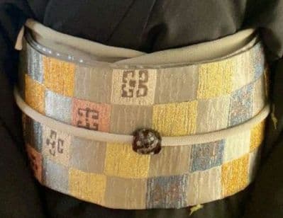 市松模様に箔がオシャレな袋帯