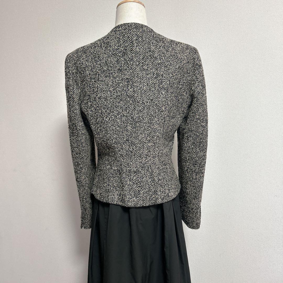 美品✨マックスマーラ 最高級白タグ ノーカラーツイード ジャケット 42