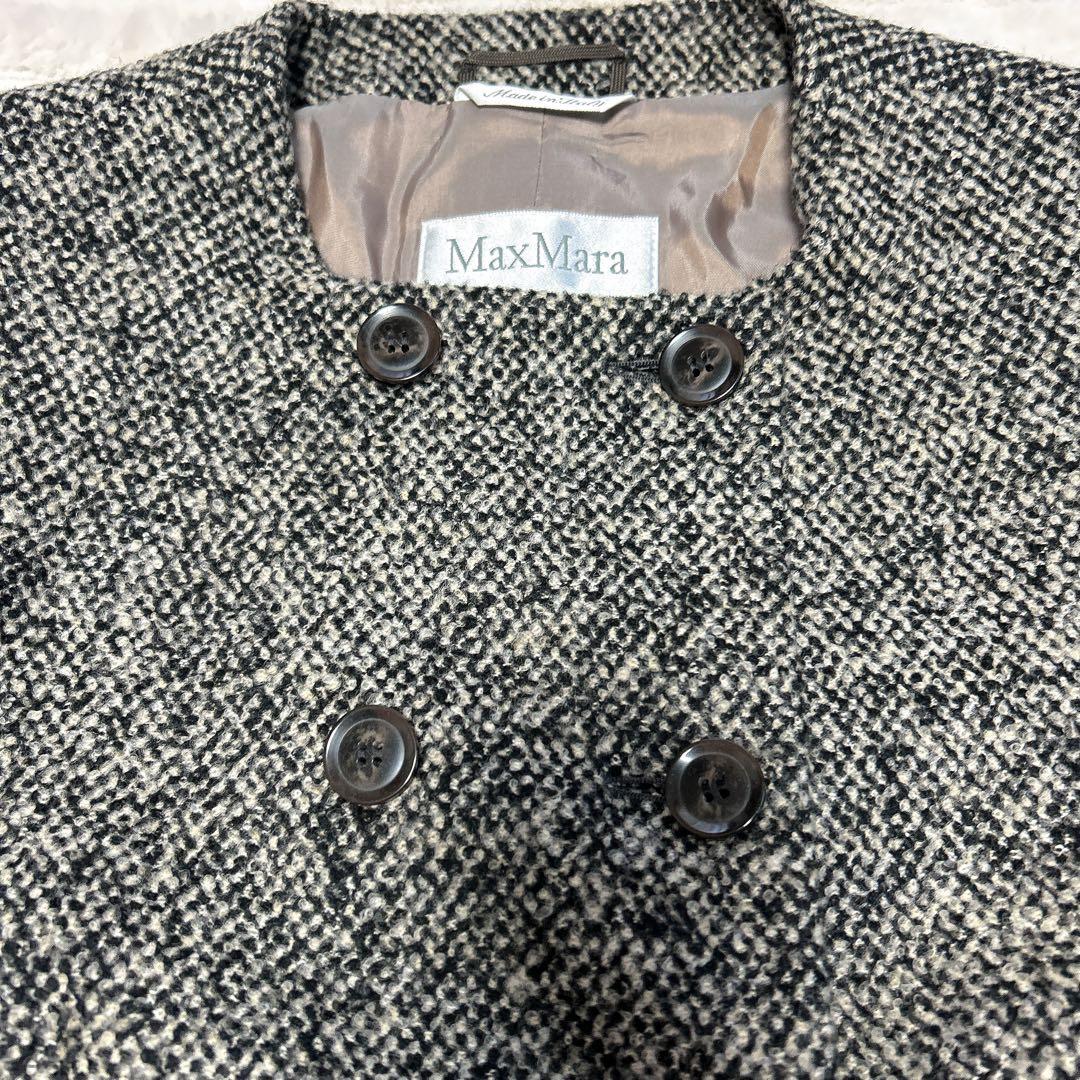 美品✨マックスマーラ 最高級白タグ ノーカラーツイード ジャケット 42