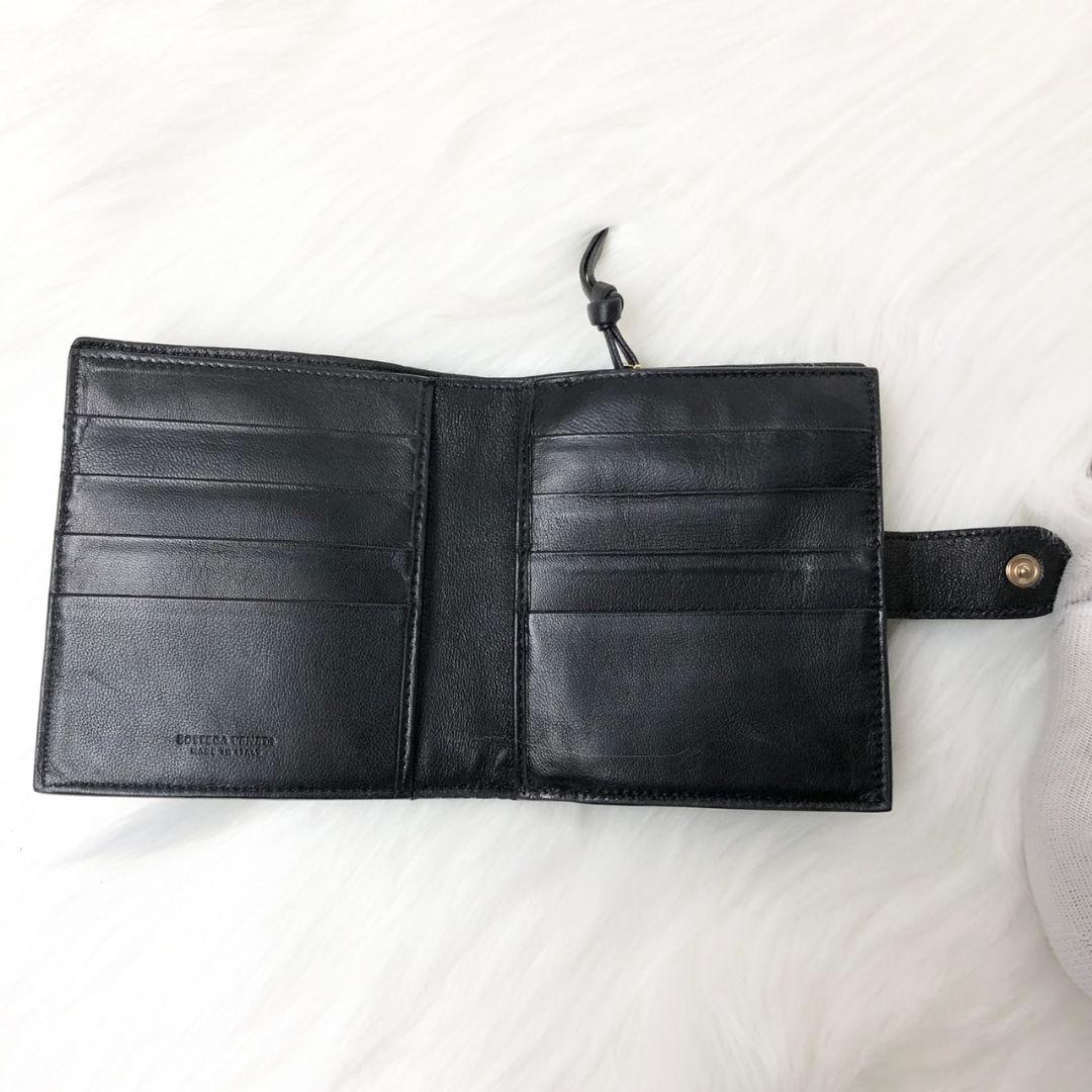 【美品】ボッテガヴェネタ 二つ折り財布 折り財布 イントレチャート ブラック