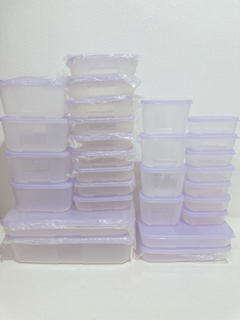 新品　Tupperware フリーザーメイト　パープル　28点セット ①