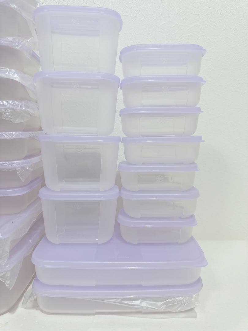 新品　Tupperware フリーザーメイト　パープル　28点セット ①