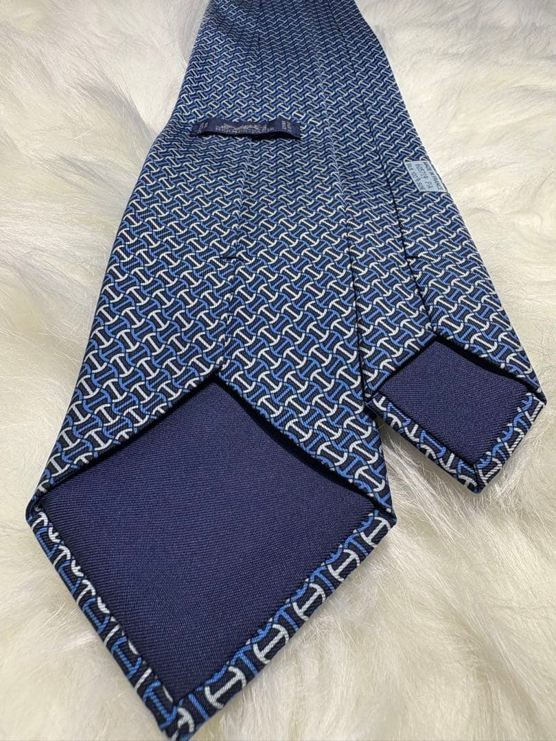 【限定特価】HERMES エルメス ネクタイ Hパターン ブルー