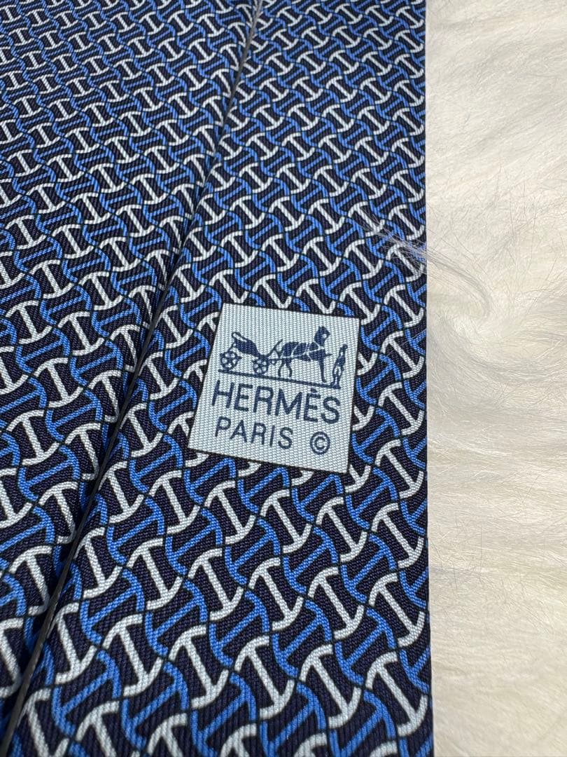 【限定特価】HERMES エルメス ネクタイ Hパターン ブルー