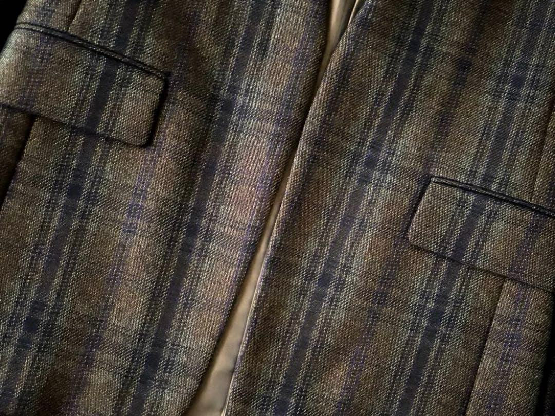 美品 B&Y UNITEDARROWS ソリッド＆チェックカラーレスジャケット