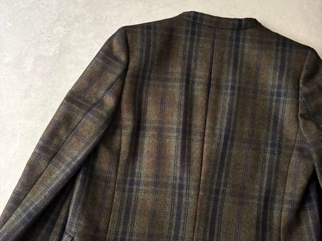 美品 B&Y UNITEDARROWS ソリッド＆チェックカラーレスジャケット