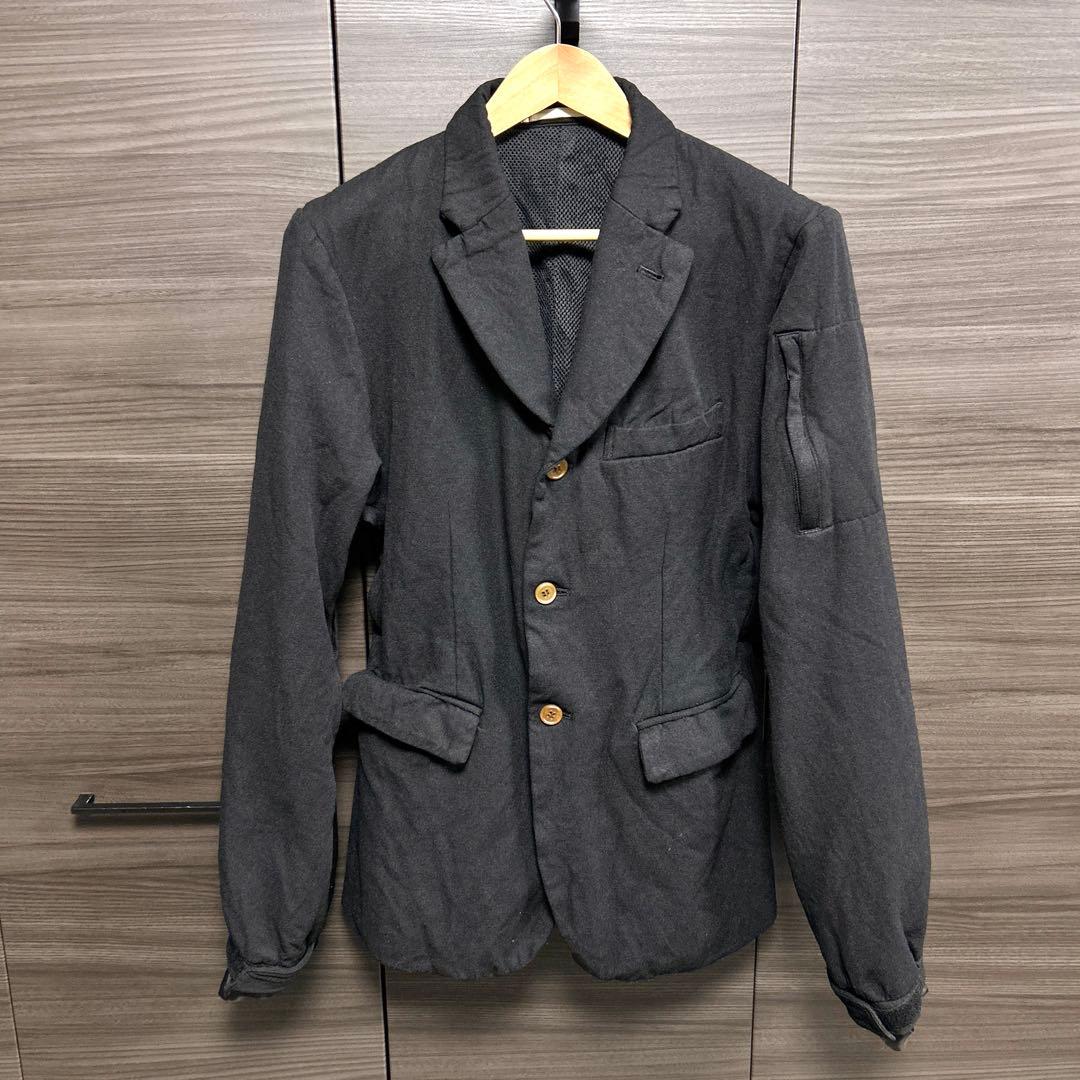 コムデギャルソンオムプリュス テーラードジャケット ポリエステル 縮絨 ブラック