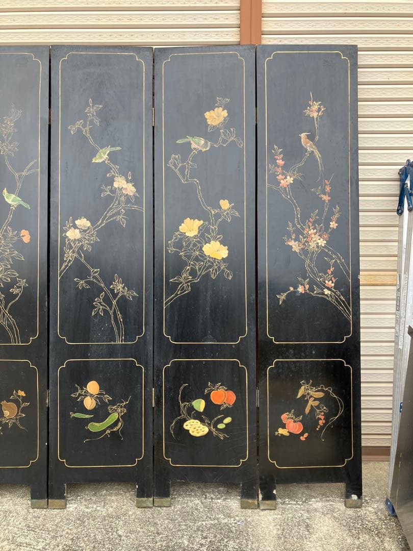 ■中国美術■衝立/パーテーション■玉/螺鈿■6曲/6連■ 現状渡し