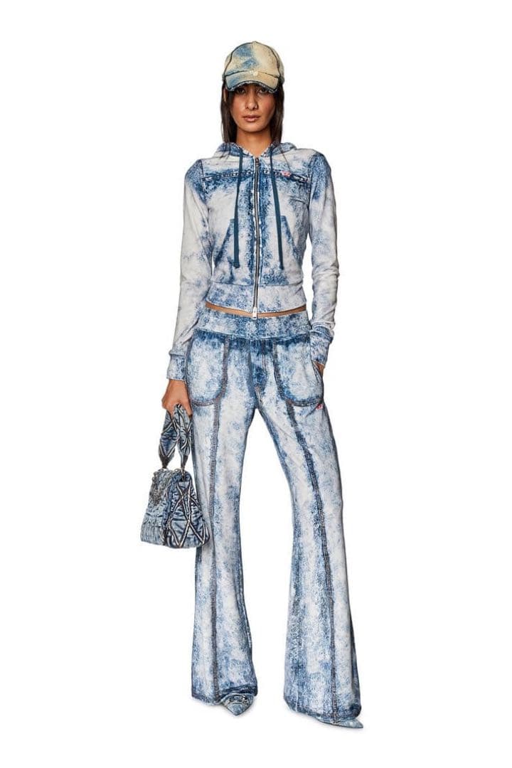 【正規品】美品 DIESEL P-NEY ベロア トロンプルイユ デニム フレア