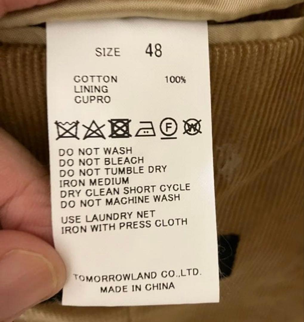 【極美品】トゥモローランド ピルグリム コーデュロイジャケット 48