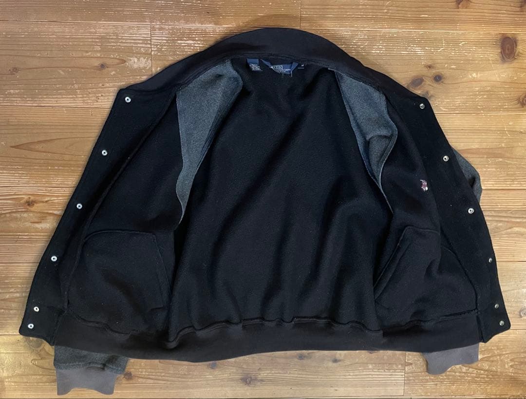 90s ポロ ラルフローレン フリース ブルゾン ブラック×グレー M USA製