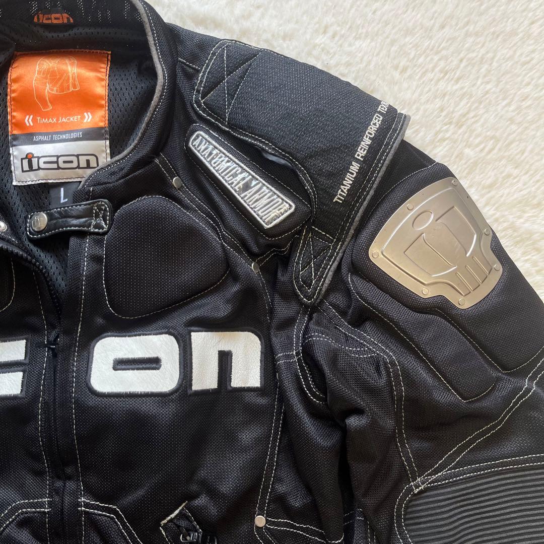 美品　icon アイコン　バイクジャケット　上下セット　ライダージャケット　L