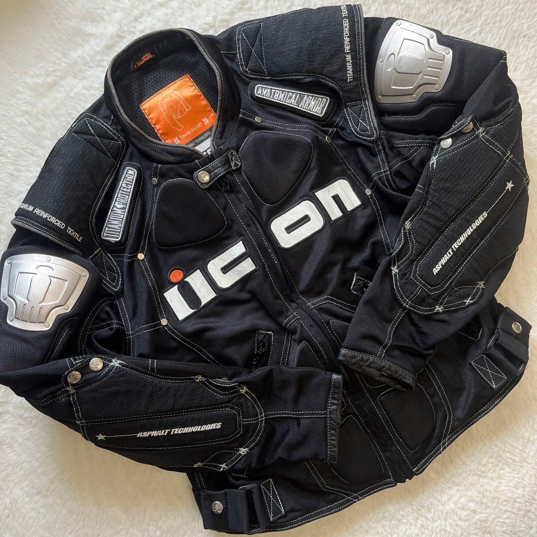 美品　icon アイコン　バイクジャケット　上下セット　ライダージャケット　L