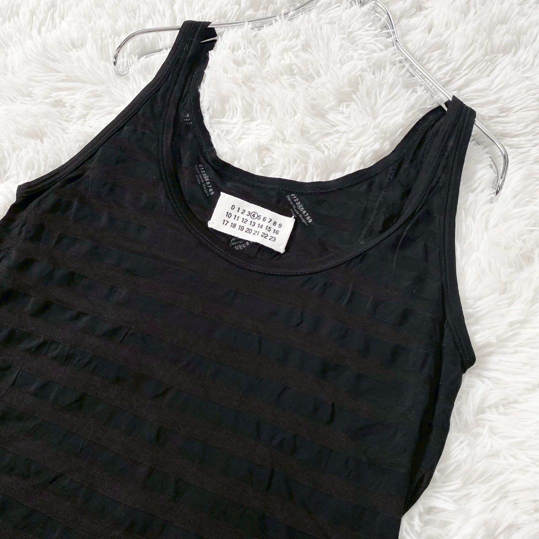 マルタンマルジェラ タンクトップ ボーダー 冷感 ブラック Mサイズ