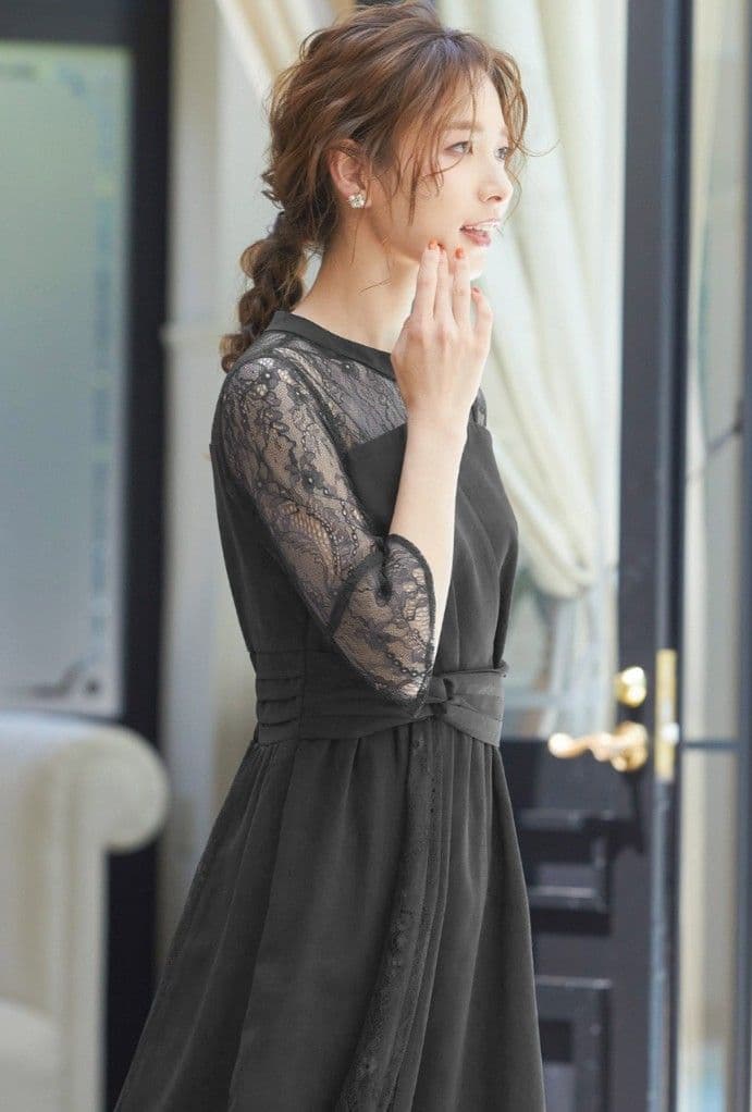 【新品】ビスチェ風ハイネックレース結婚式ワンピース（Ｌ）