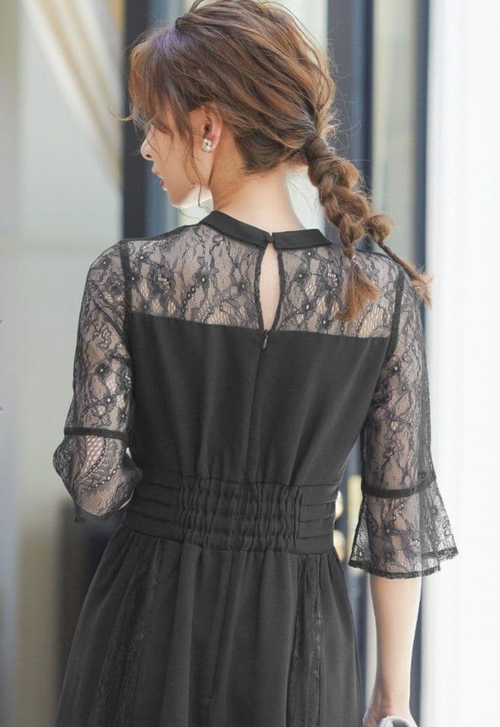 【新品】ビスチェ風ハイネックレース結婚式ワンピース（Ｌ）