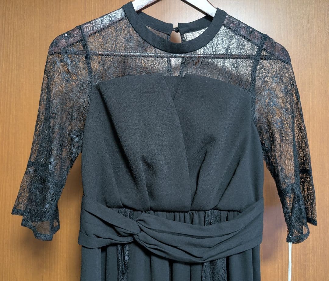 【新品】ビスチェ風ハイネックレース結婚式ワンピース（Ｌ）