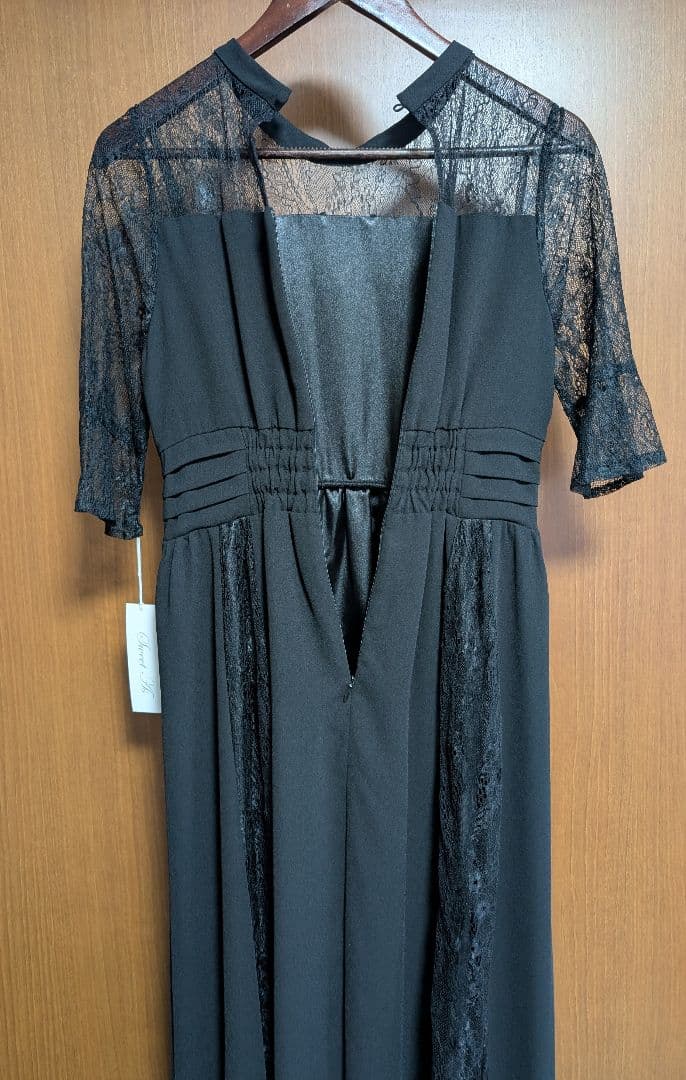 【新品】ビスチェ風ハイネックレース結婚式ワンピース（Ｌ）