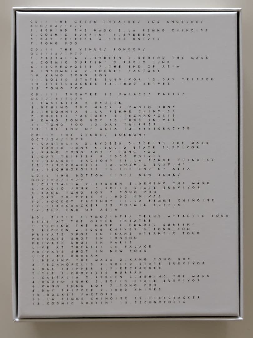 邦楽 1979 TRANS ATLANTIC TOUR LIVE ANTHOLOGY