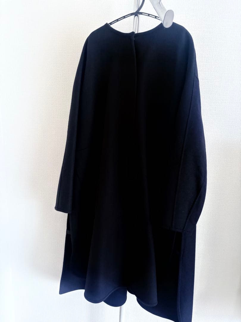 DRAWER ドゥロワーリバーノーカラーコートウール メルトン コート ブラック