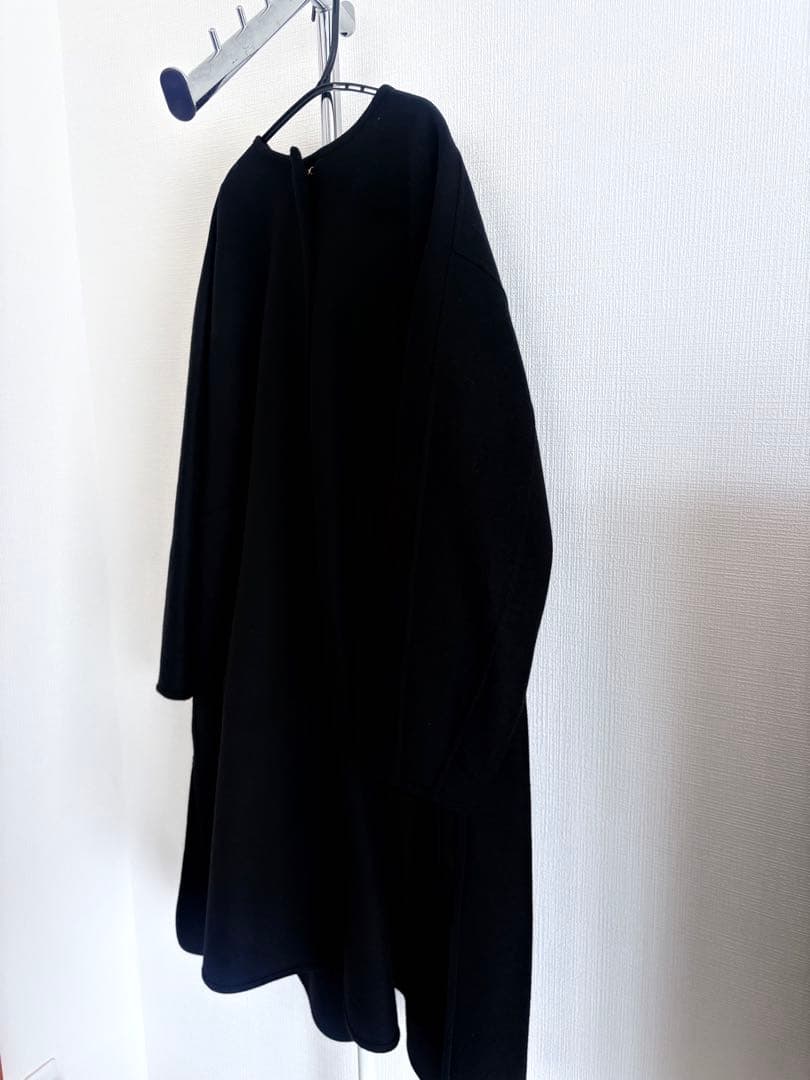 DRAWER ドゥロワーリバーノーカラーコートウール メルトン コート ブラック