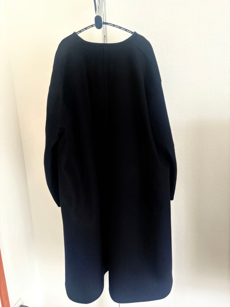 DRAWER ドゥロワーリバーノーカラーコートウール メルトン コート ブラック