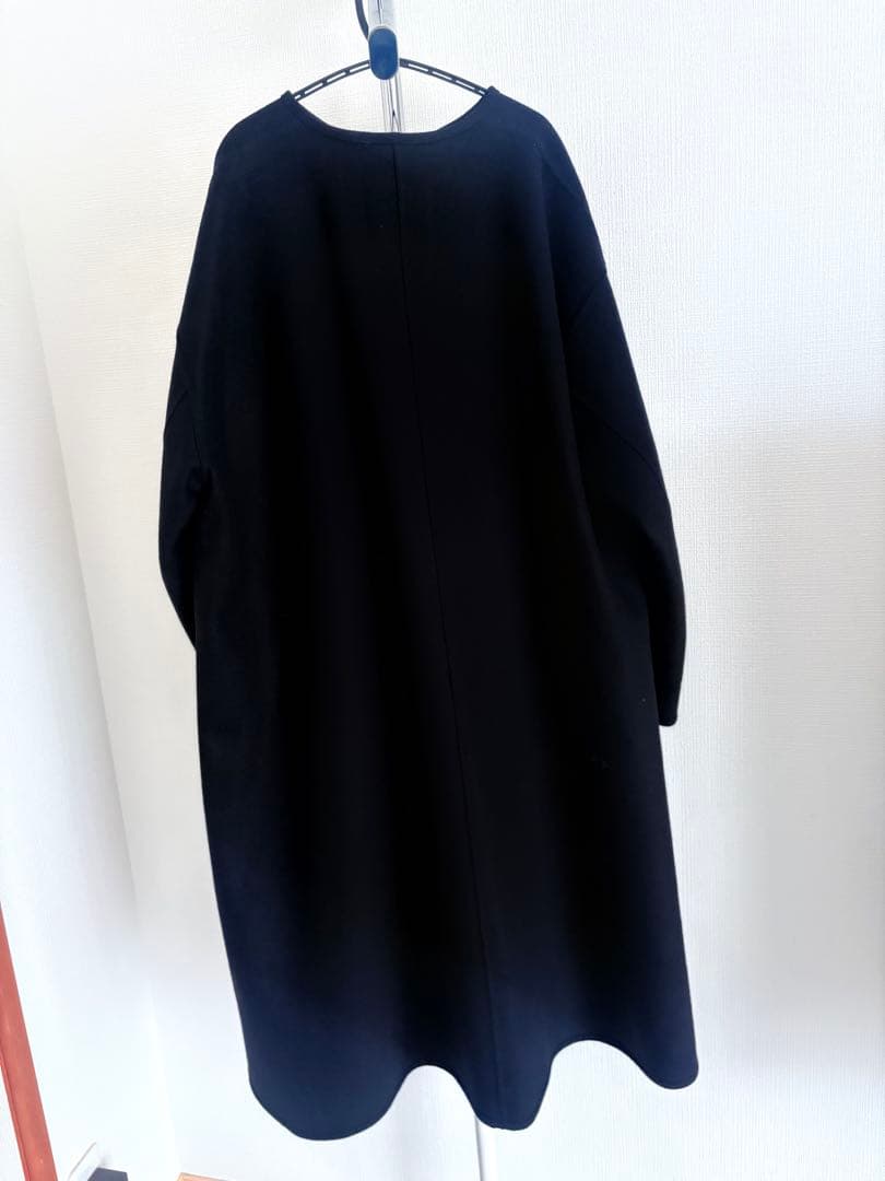 DRAWER ドゥロワーリバーノーカラーコートウール メルトン コート ブラック