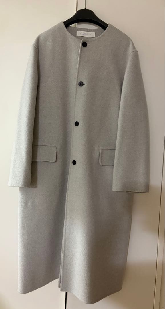 最終お値下げ・GALERIE VIE・ダブルフェイスクルーネックロングコート