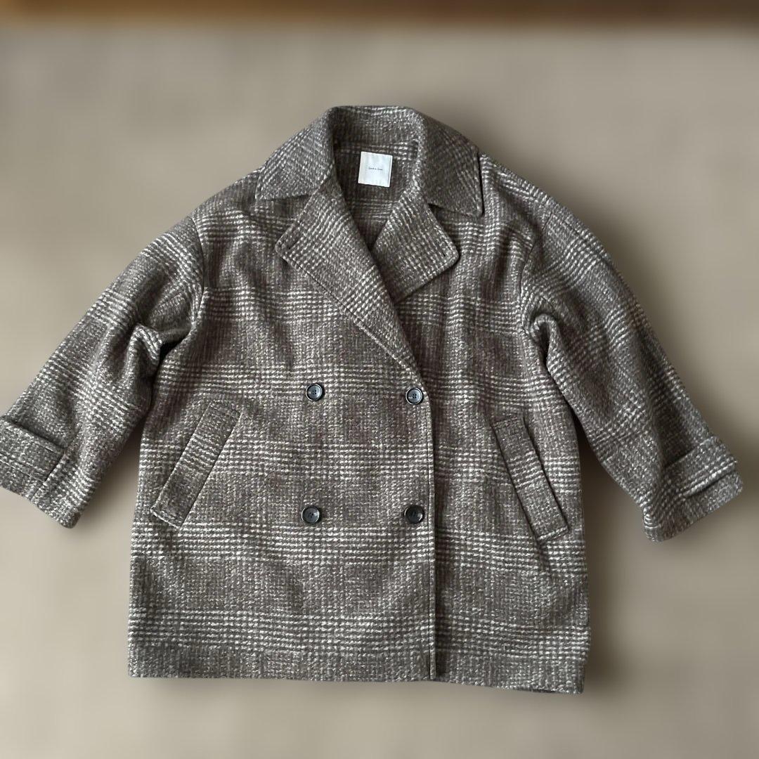 北川景子着用＊スピック＆スパン＊Wスライバーチェックハーフコート ブラウン38