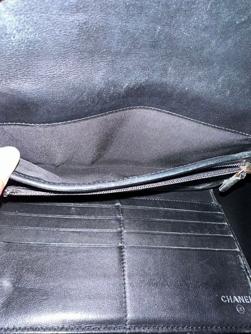 CHANEL ブラック 長財布 マトラッセ