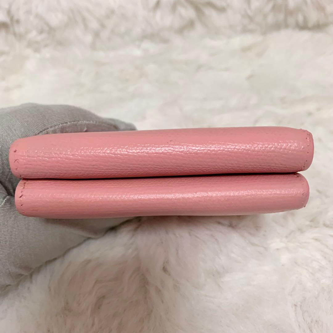 CHANEL 三つ折り ミニ 財布 ココボタン ピンク　レザー ケース