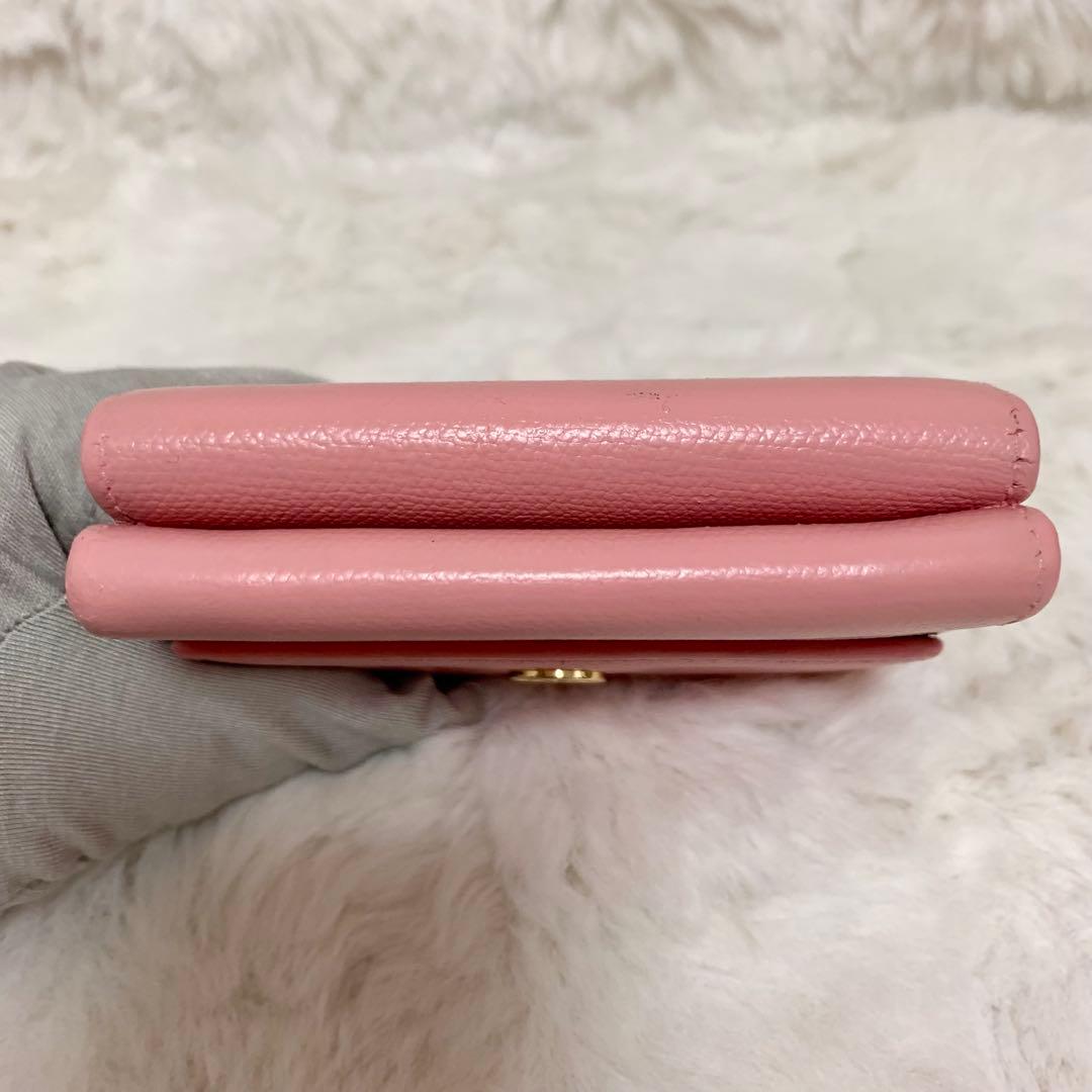 CHANEL 三つ折り ミニ 財布 ココボタン ピンク　レザー ケース
