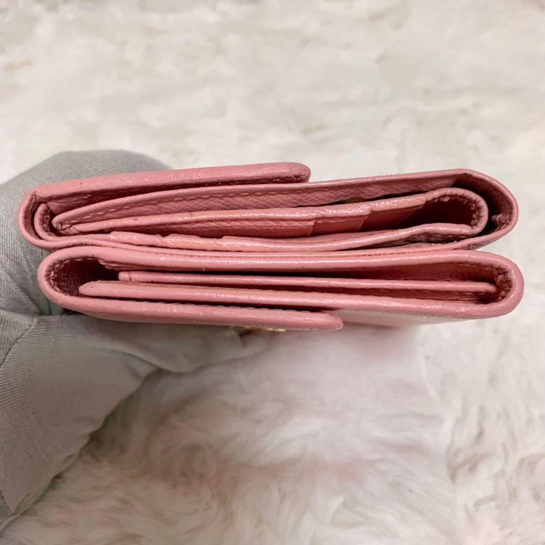 CHANEL 三つ折り ミニ 財布 ココボタン ピンク　レザー ケース