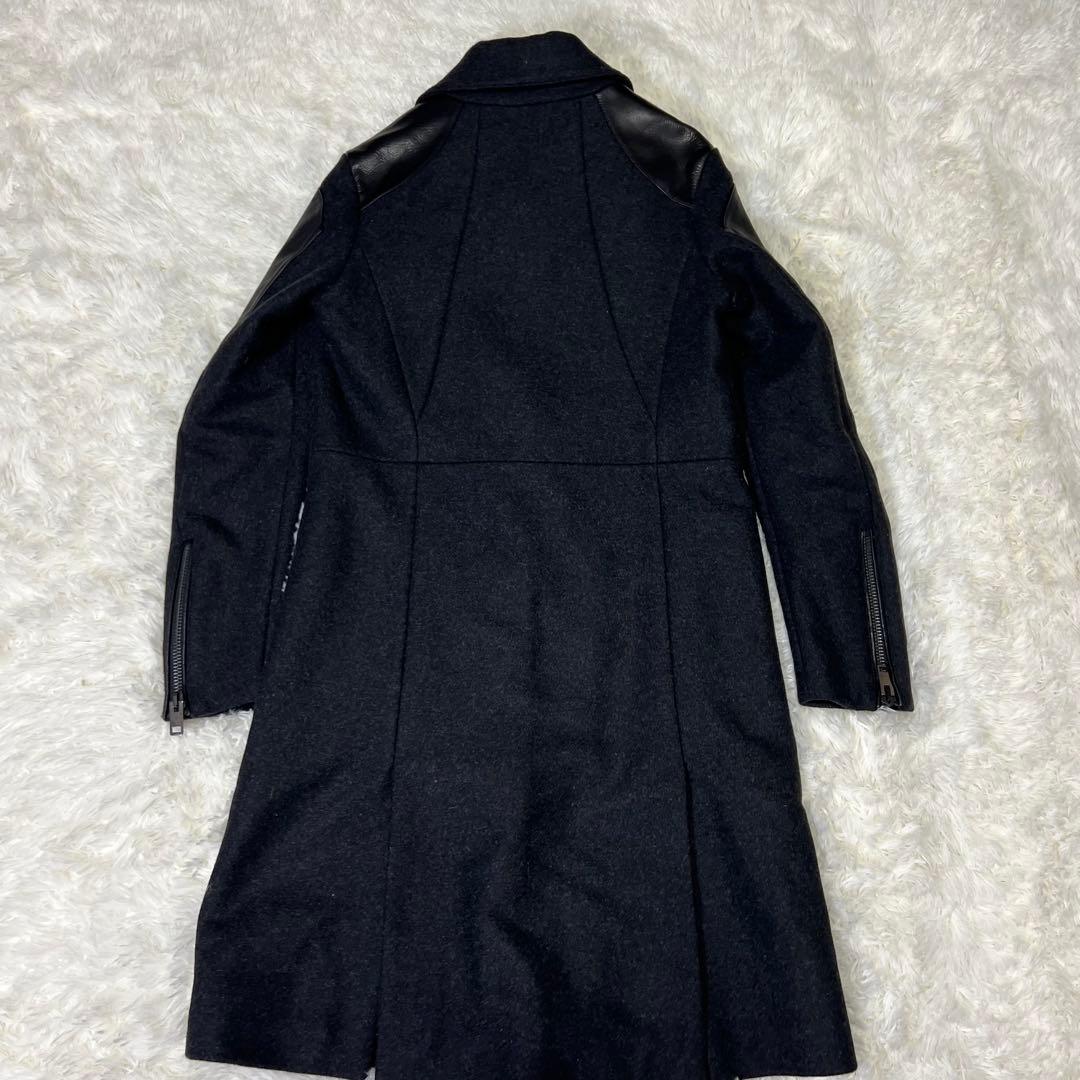 【美品✨️】DIESEL　大人気ライダースロングコート　ゴートレザー×ウール