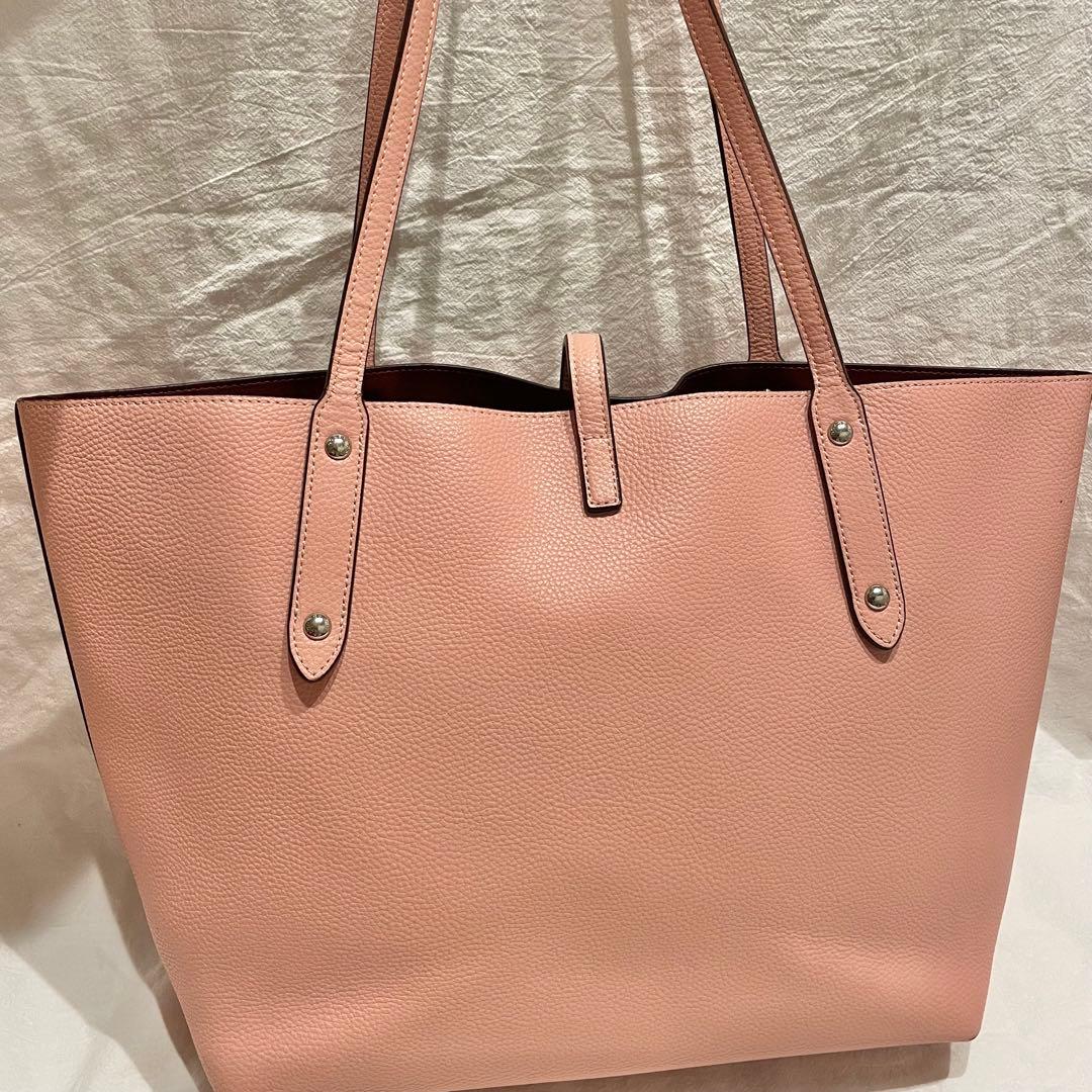 【美品】コーチ 北川景子 着用トートバッグ 本革 黒 A4収納可 大容量　ピンク