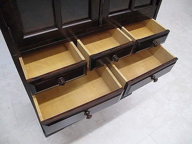 美品 北海道民芸家具 樺無垢材 食器棚 キャビネット 収納家具 カップボード